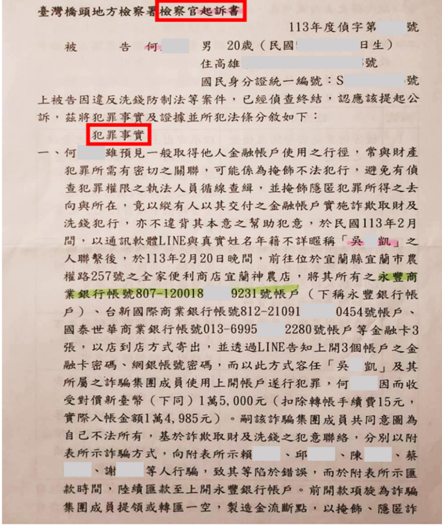 檢察官起訴書